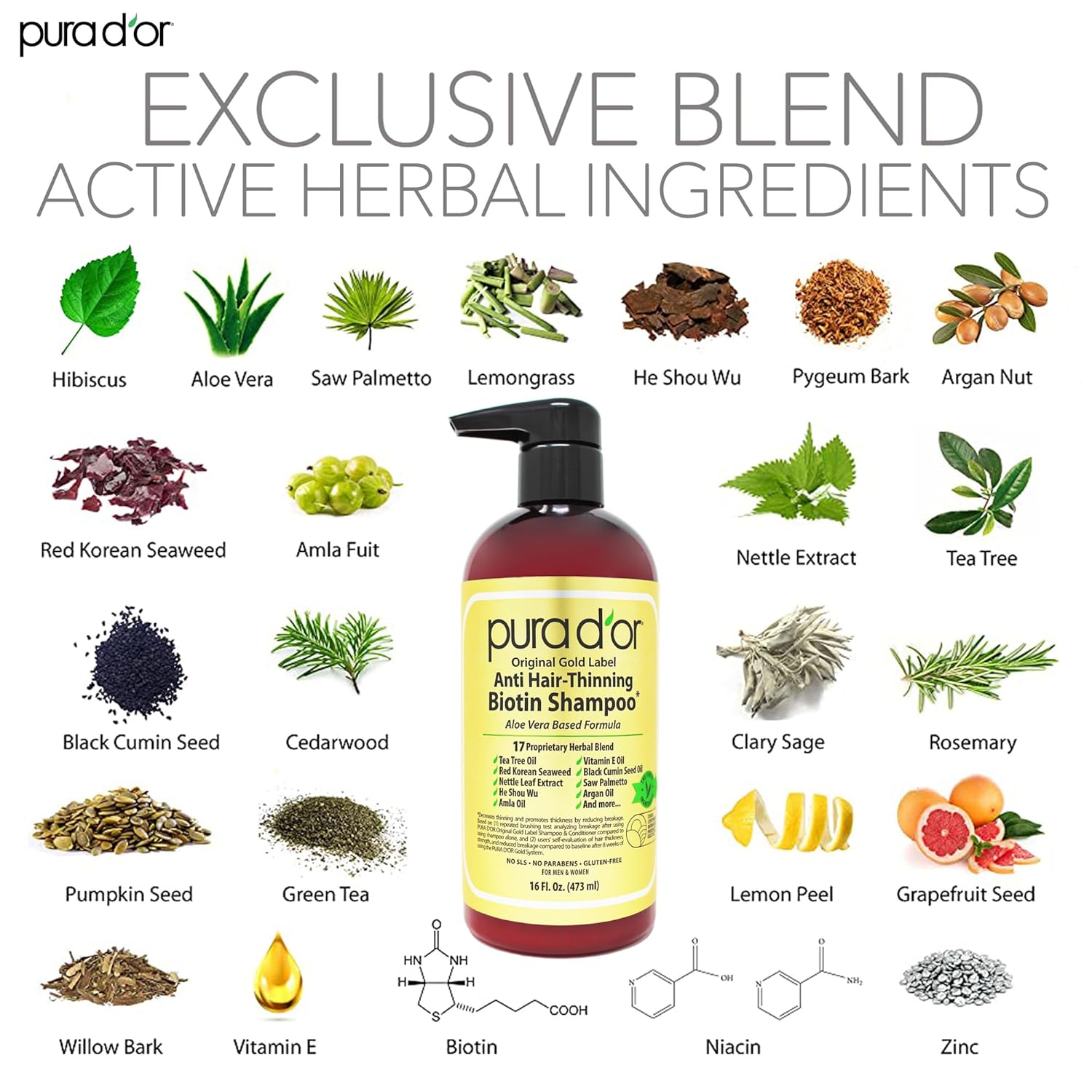 PURA D'OR Biotin Shampoo - Image 3